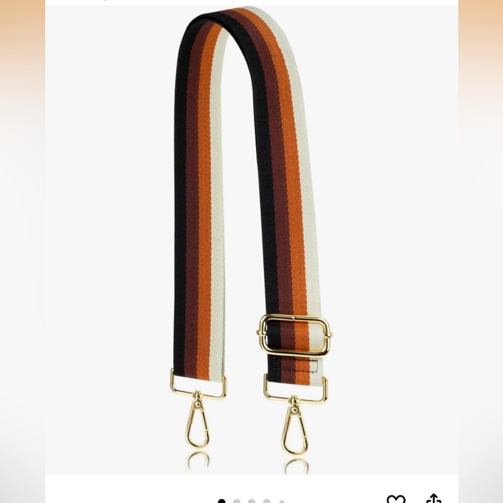 Unbranded Adjustable Striped Canvas Bag Strap in Brown, Black, Orange & Cream
